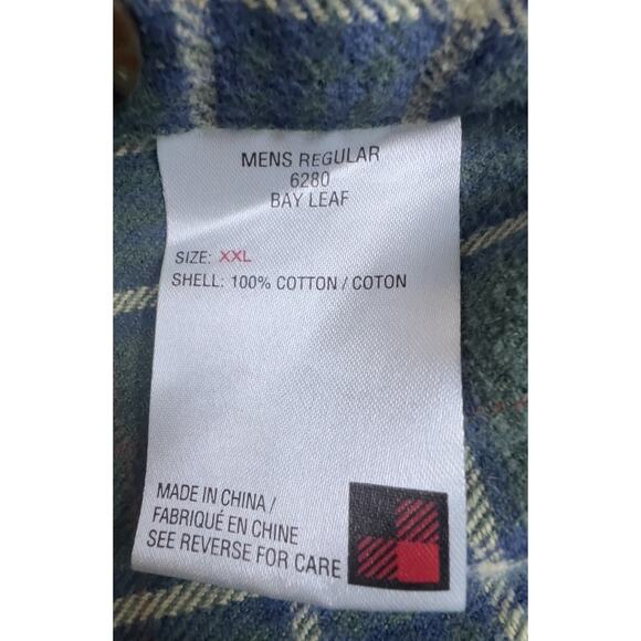 Woolrich Men’s 2XL Bay Leaf Green Plaid Flannel Shirt Button Front Long Sleeve C - Picture 5 of 8